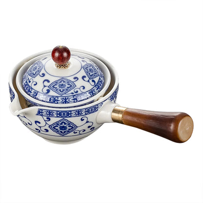 "Elegant Porcelain Chinese Gongfu Tea Set - Portable 360° Teapot with Heat-Resistant Design - Perfect Christmas Gift!"