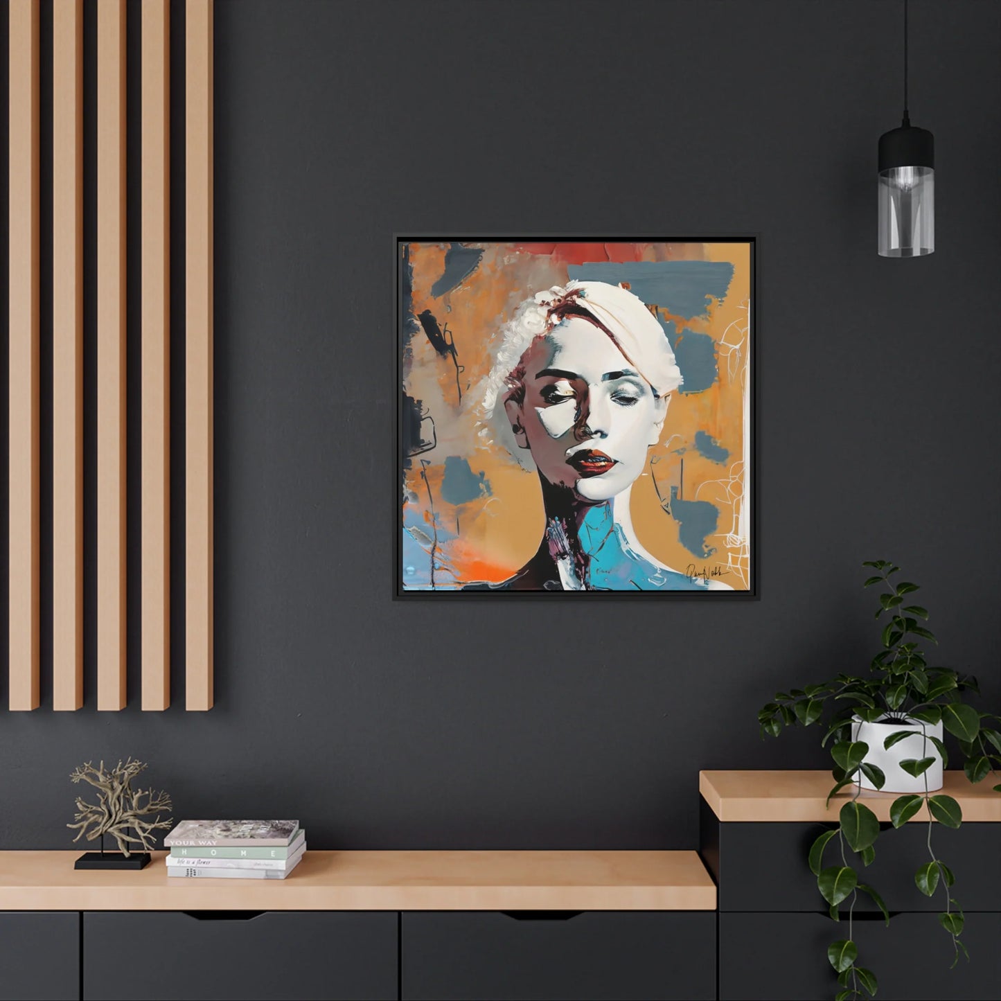 "Elegant Abstract Woman Portrait - Framed Canvas Wall Art for Stunning Decor"