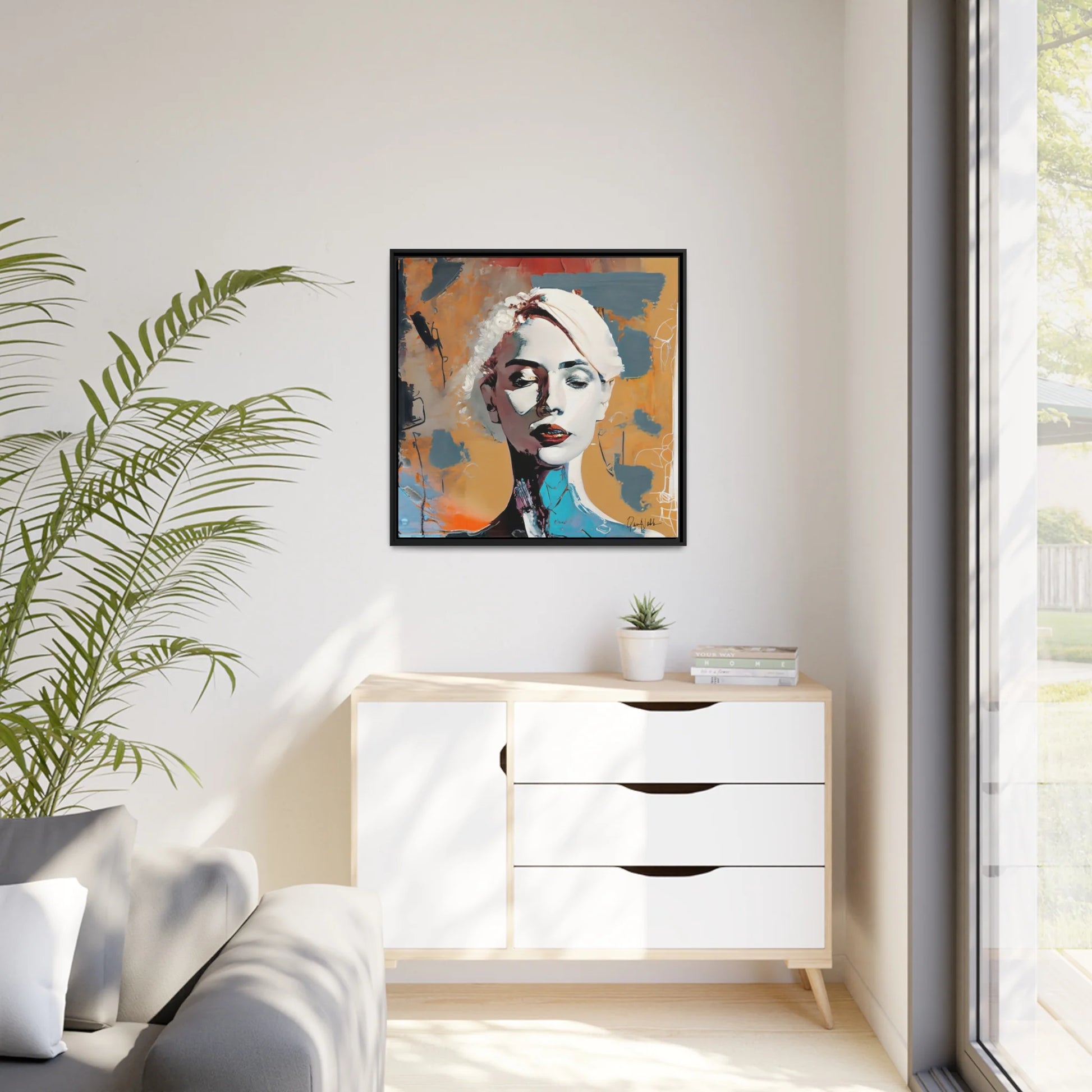 "Elegant Abstract Woman Portrait - Framed Canvas Wall Art for Stunning Decor"