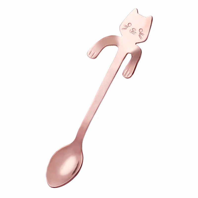 "Adorable Cat-Shaped Stainless Steel Coffee Spoon - Perfect Mini Scoop for Desserts, Snacks, and Ice Cream!"