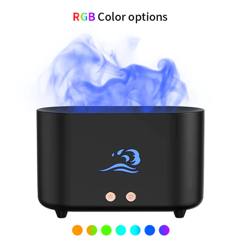 "2022 Flame Air Humidifier & Aroma Diffuser - Stylish USB Essential Oil Mist Maker for Home, Office & Living Room"