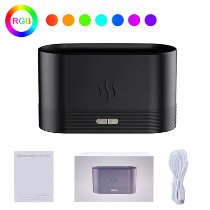 "2022 Flame Air Humidifier & Aroma Diffuser - Stylish USB Essential Oil Mist Maker for Home, Office & Living Room"