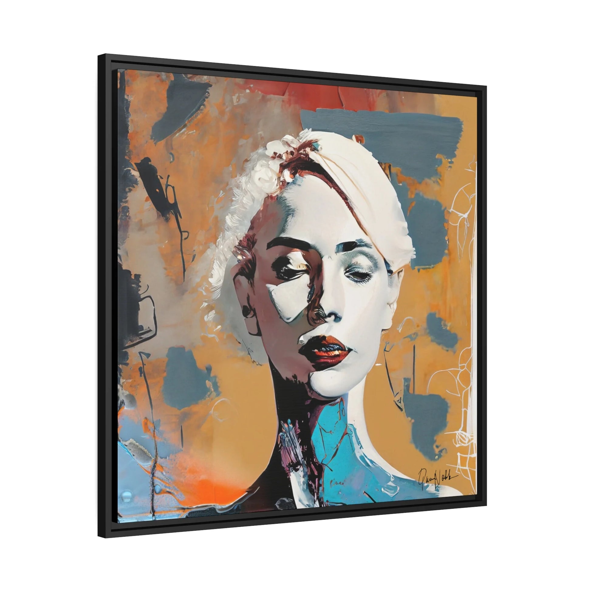 "Elegant Abstract Woman Portrait - Framed Canvas Wall Art for Stunning Decor"