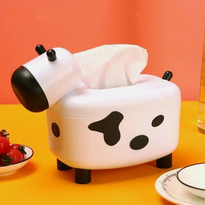 "Charming Cow-Shaped 2-in-1 Tissue Box Holder & Toothpick Dispenser – Stylish Desktop Organizer for Home & Office!"