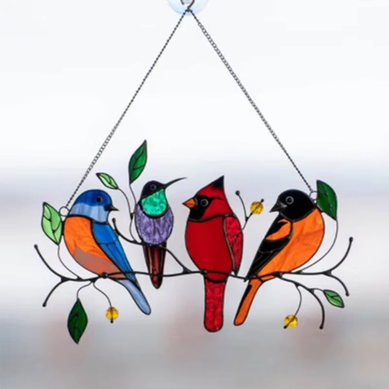 Stunning Glass Birds Window Panel - Elegant Home Decor Catcher for Any Room