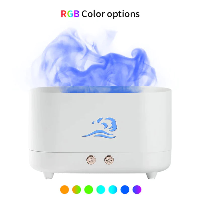 "2022 Flame Air Humidifier & Aroma Diffuser - Stylish USB Essential Oil Mist Maker for Home, Office & Living Room"