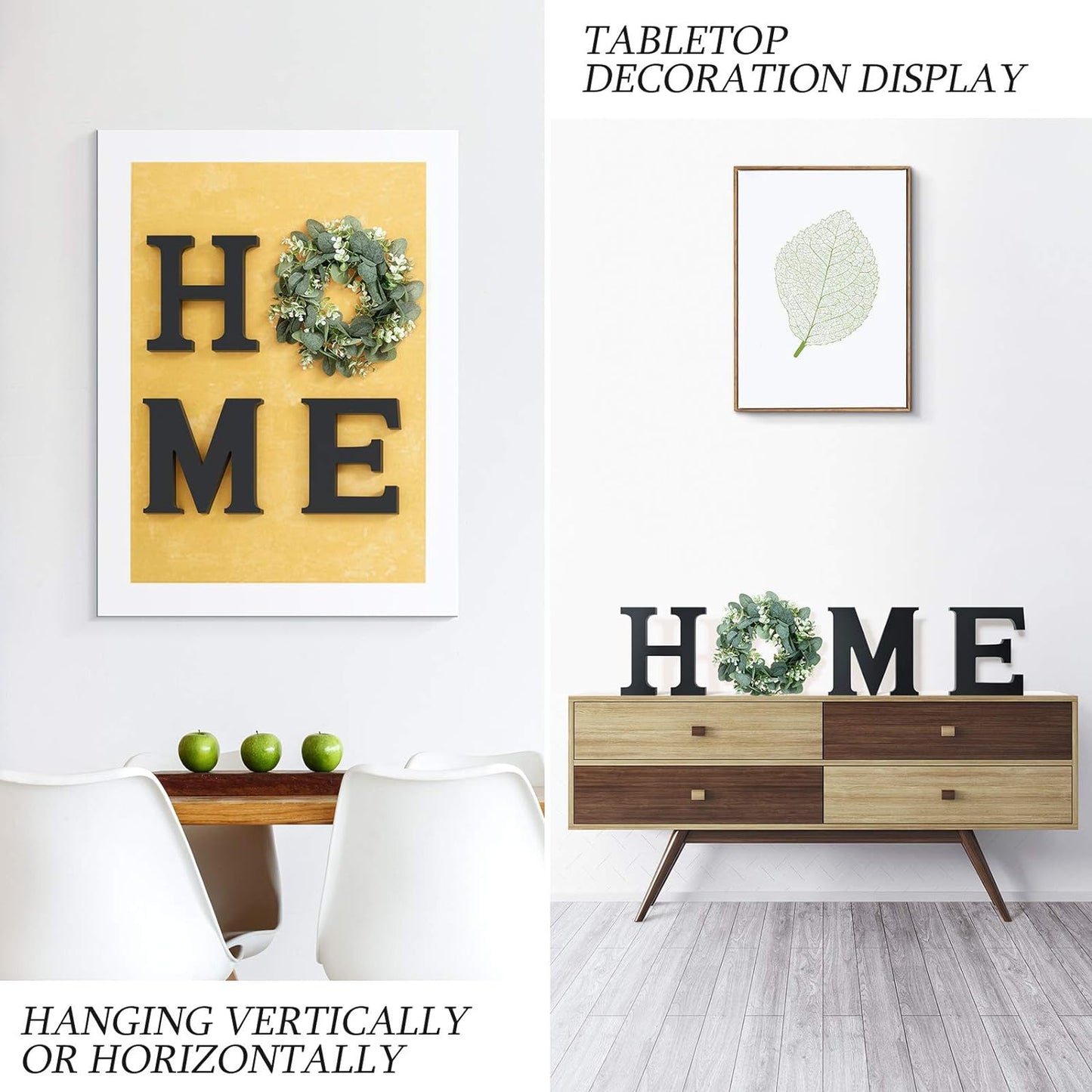 Wood Home Sign for Wall Decor Wooden Home Letters with Wreath Artificial Eucalyptus Modern Decorative Hanging Farmhouse Home Sign for Living Room Kitchen Housewarming Gifts St Patricks Day Decoration