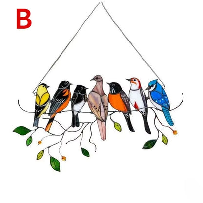 Stunning Glass Birds Window Panel - Elegant Home Decor Catcher for Any Room