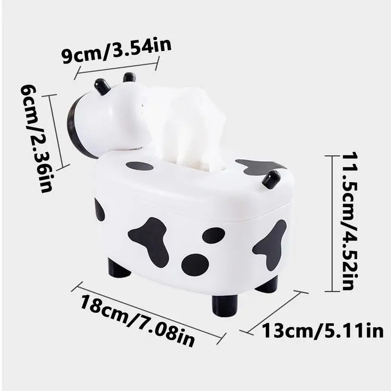 "Charming Cow-Shaped 2-in-1 Tissue Box Holder & Toothpick Dispenser – Stylish Desktop Organizer for Home & Office!"