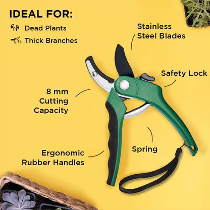 Professional Stainless Steel Heavy-Duty Garden Anvil Pruning Shears