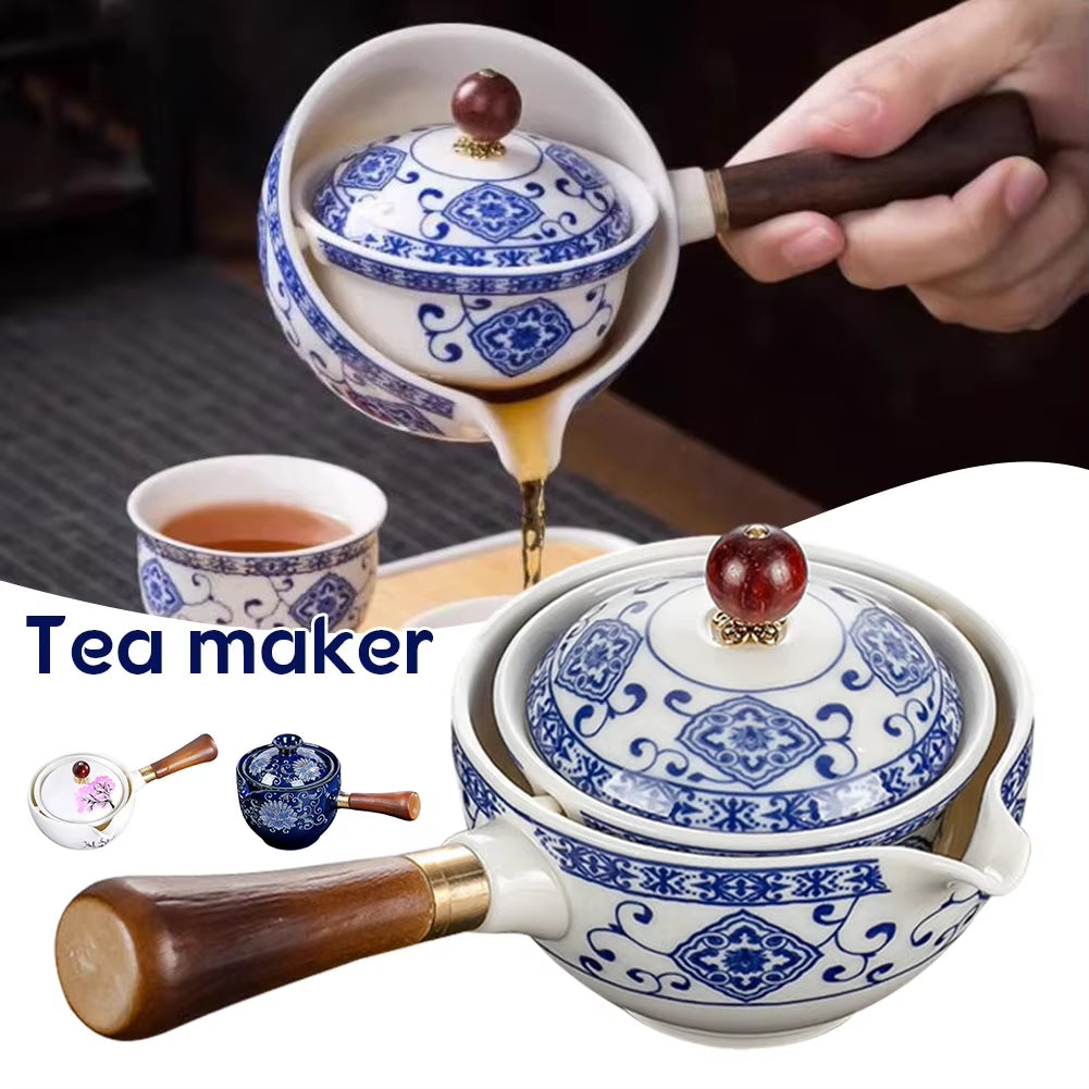 "Elegant Porcelain Chinese Gongfu Tea Set - Portable 360° Teapot with Heat-Resistant Design - Perfect Christmas Gift!"