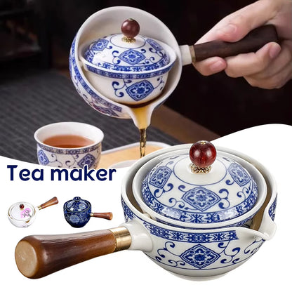 "Elegant Porcelain Chinese Gongfu Tea Set - Portable 360° Teapot with Heat-Resistant Design - Perfect Christmas Gift!"