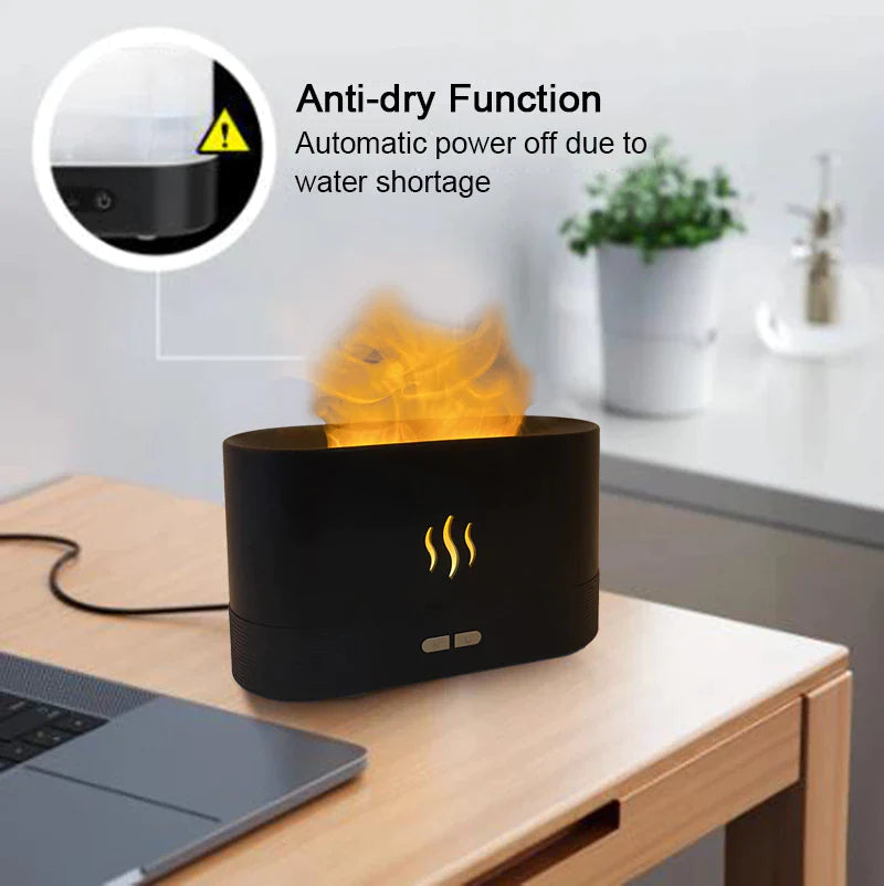 "2022 Flame Air Humidifier & Aroma Diffuser - Stylish USB Essential Oil Mist Maker for Home, Office & Living Room"