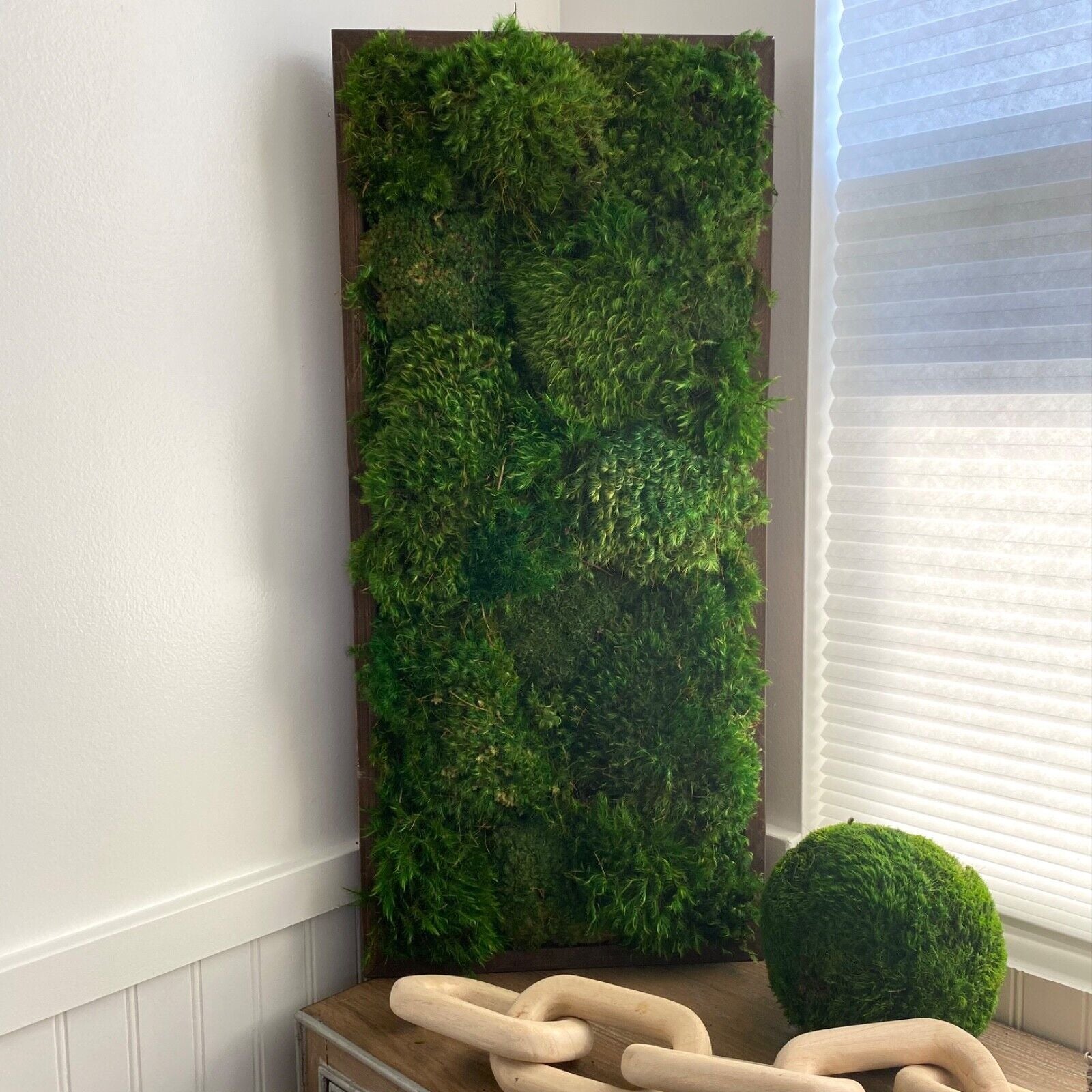 "Elegant Preserved Moss Wall Art - 29x13 Home & Office Decor for a Fresh Touch"