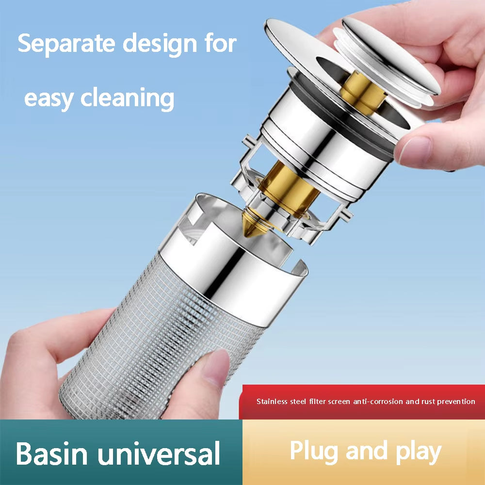 Revolutionary Universal Washbasin Drain Plug - Insect & Odor Proof Filter for Guaranteed Clog-Free Use