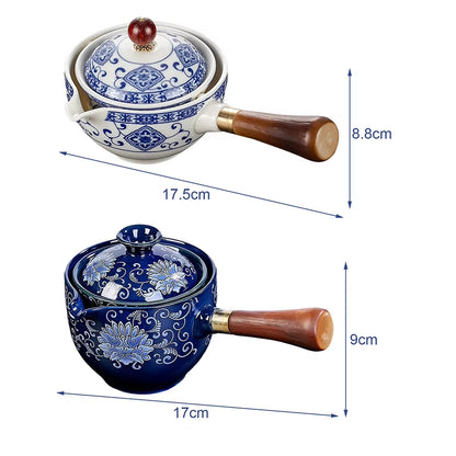 "Elegant Porcelain Chinese Gongfu Tea Set - Portable 360° Teapot with Heat-Resistant Design - Perfect Christmas Gift!"