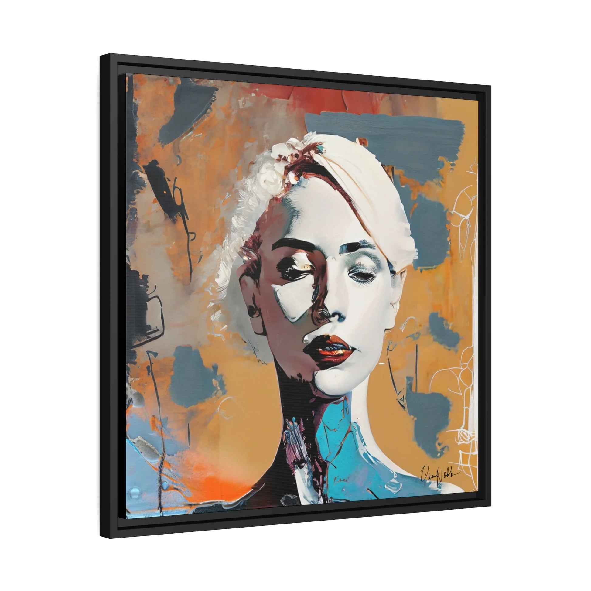 "Elegant Abstract Woman Portrait - Framed Canvas Wall Art for Stunning Decor"